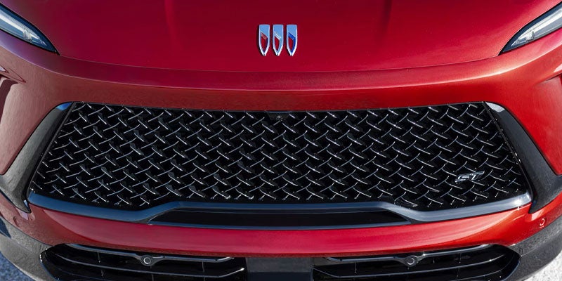 Red Buick Enclave hood with Buick logo