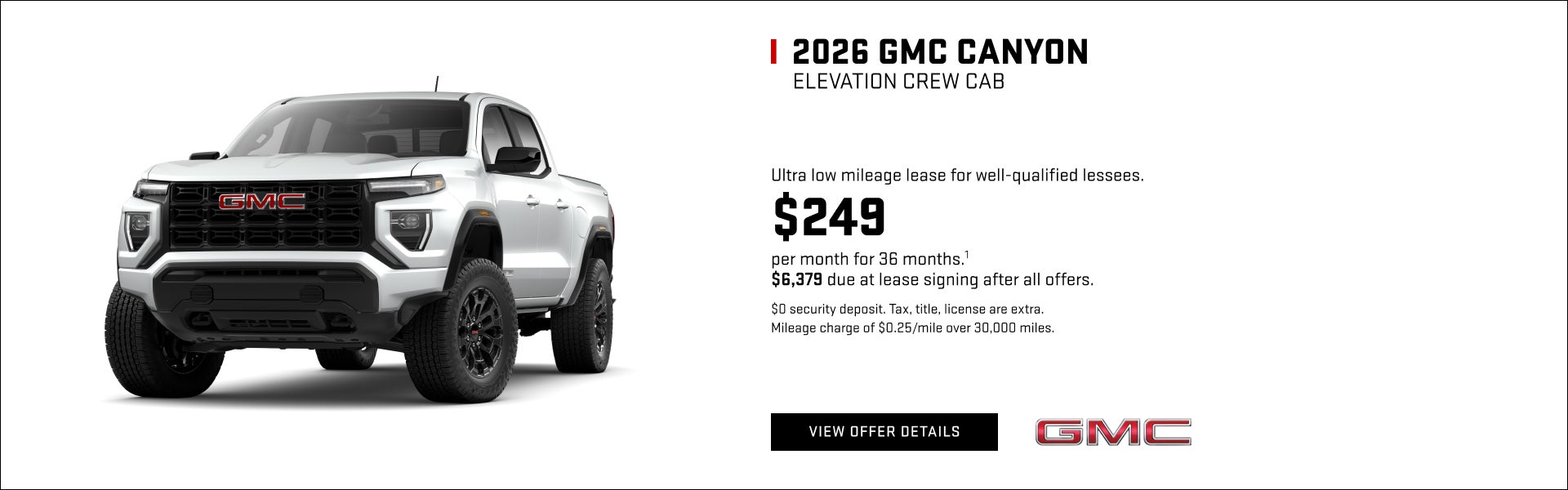 Ultra low mileage lease for well-qualified lessees.

$249 per month for 36 months.1 

$6,379 due ...