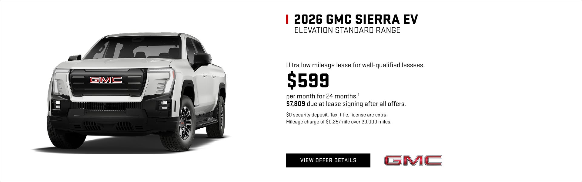 Ultra low mileage lease for well-qualified lessees.

$599 per month for 24 months.1

$7,809 due a...