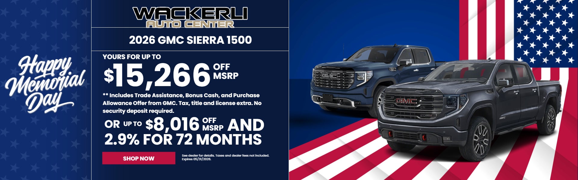 2.9% APR for 72 Months and No Monthly Payments for 130 Days 