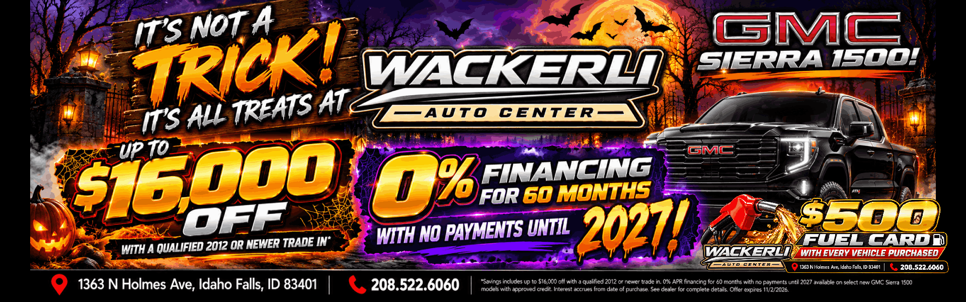 HALLOWEEN 1500 SPECIAL! $16000 OFF